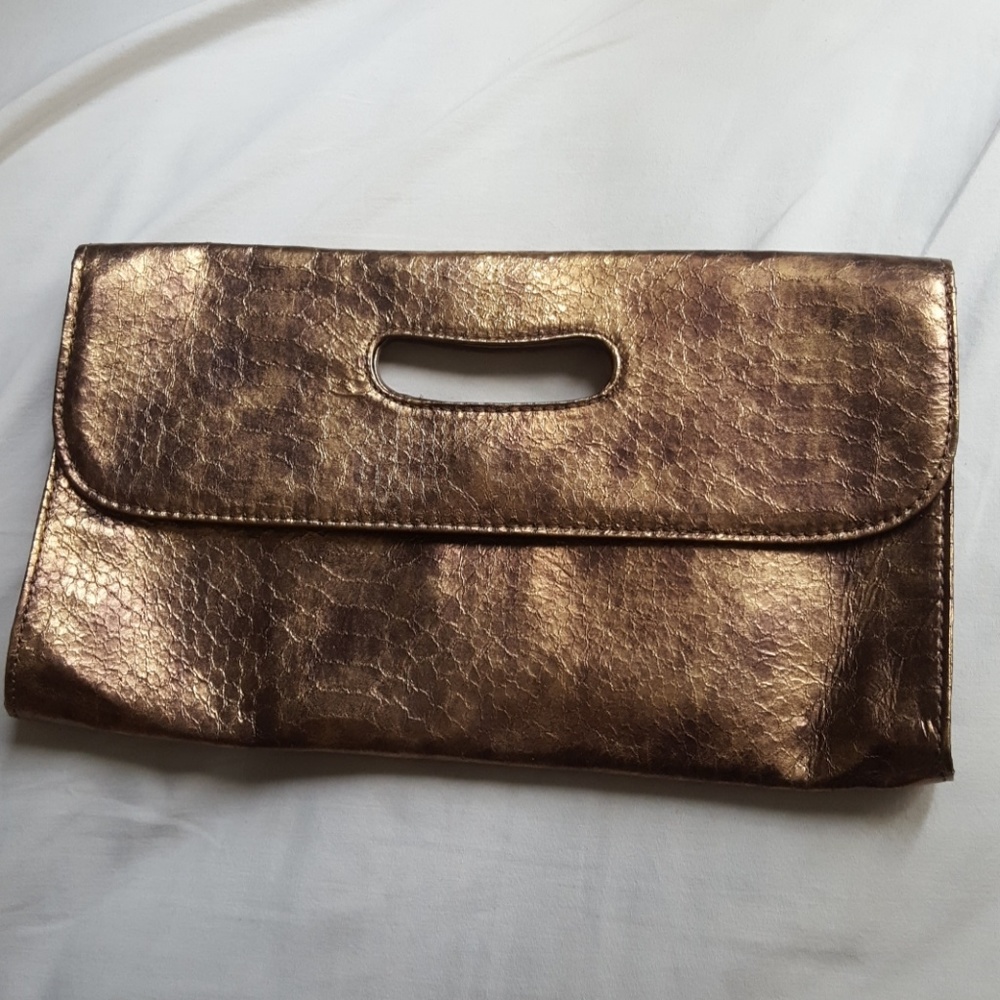 Nine west metallic Gold clutch